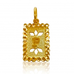 Elegant Letter P Initial Pendant in 22K Yellow Gold